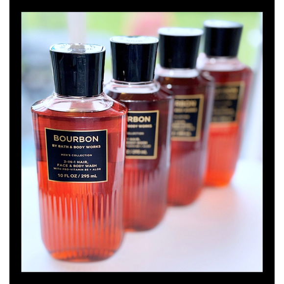 Bath & Body Works 10 fl oz BOURBON for Men 3-in-1 Hair Face Body Wash Gel x4